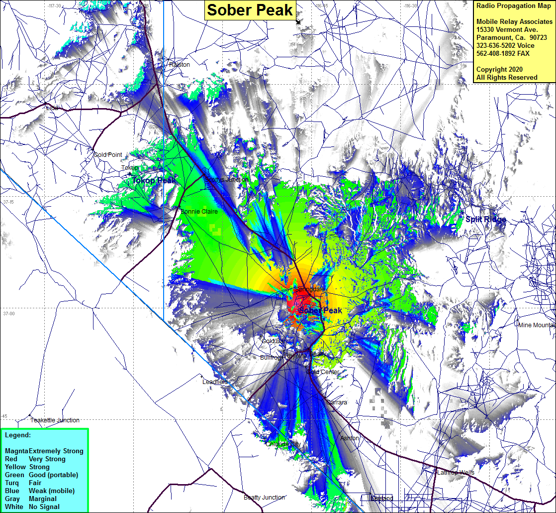 heat map radio coverage Sober Peak
